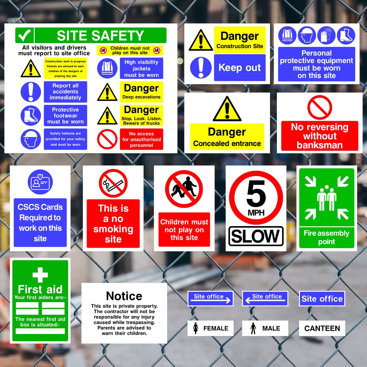 Construction Site Safety Sign 44 Pack - Starter Pack I