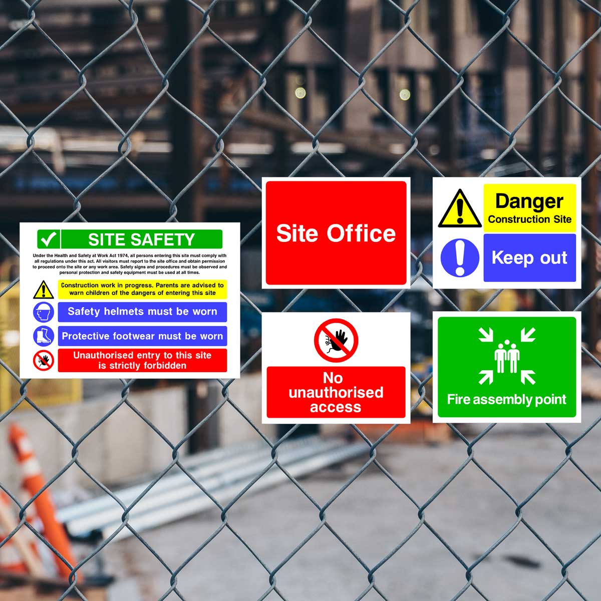 Construction Site Safety Sign 5 Pack - Starter Pack C