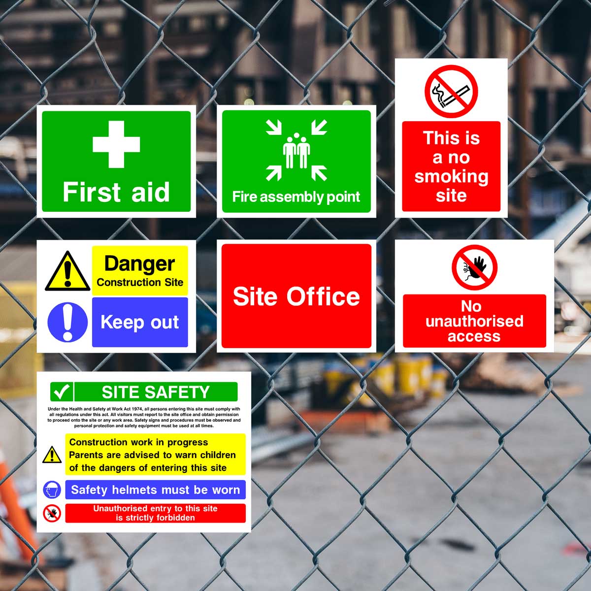 Construction Site Safety Sign 7 Pack - Starter Pack D