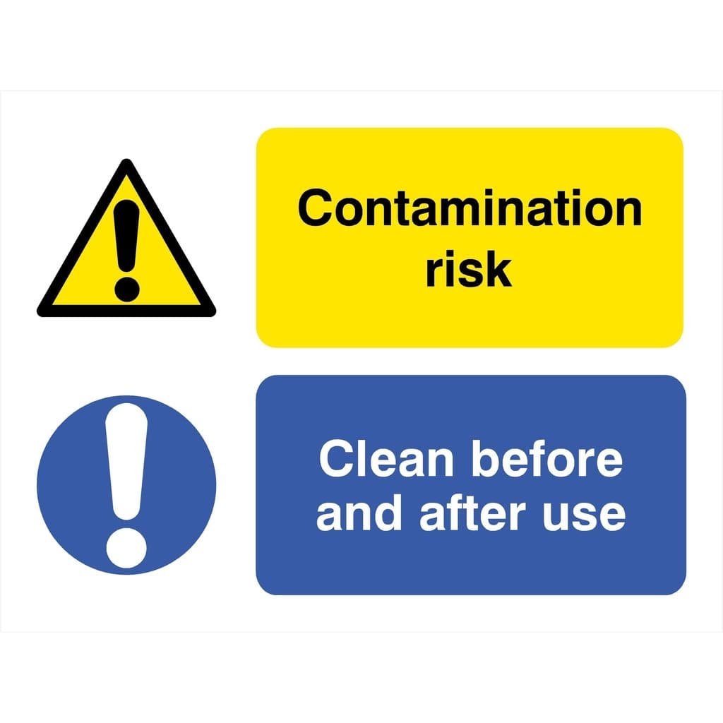 Contamination Risk Clean Before And After Use Sign