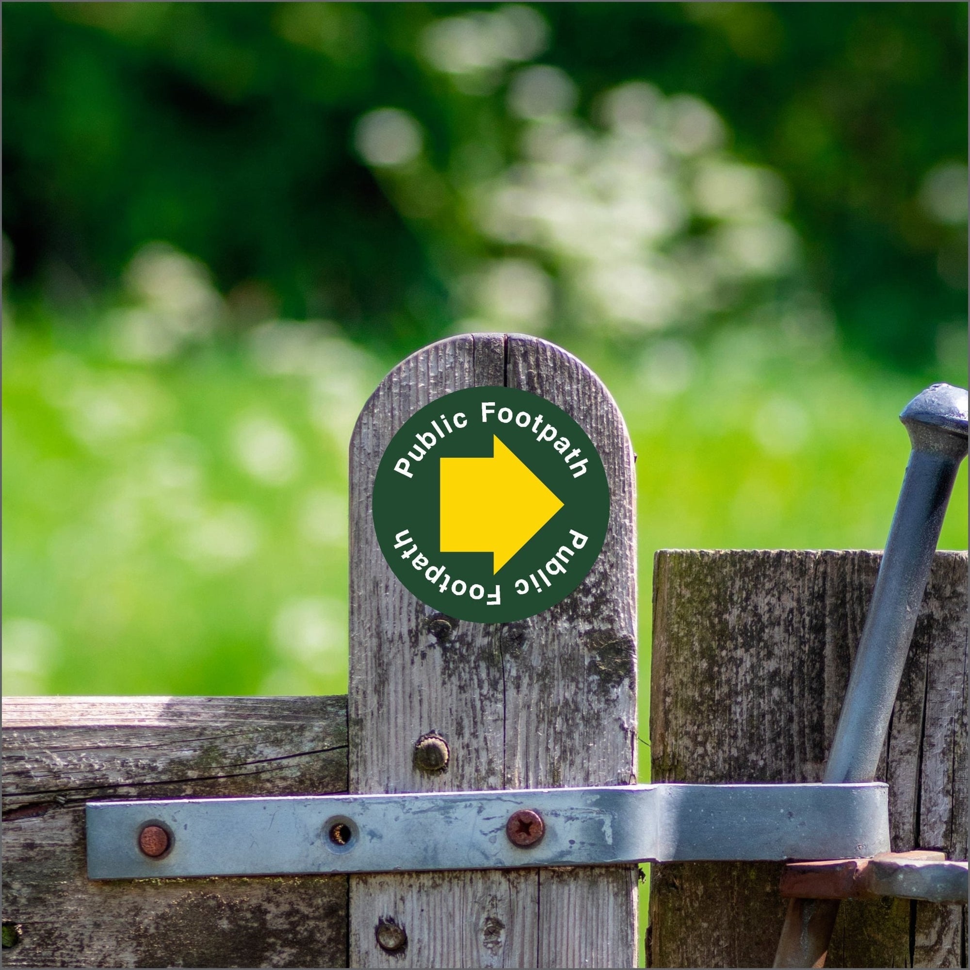 Countryside Public Footpath Yellow Arrow Waymarker sign