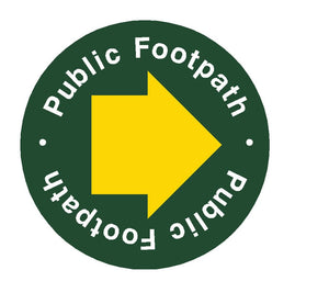 Countryside Public Footpath Yellow Arrow Waymarker sign