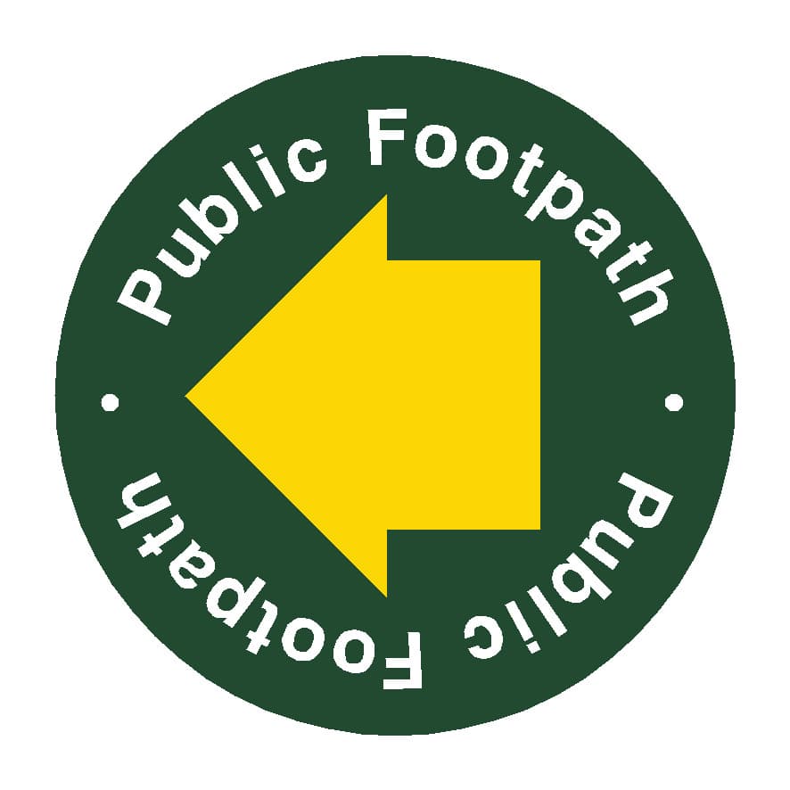 Countryside Public Footpath Yellow Arrow Waymarker sign