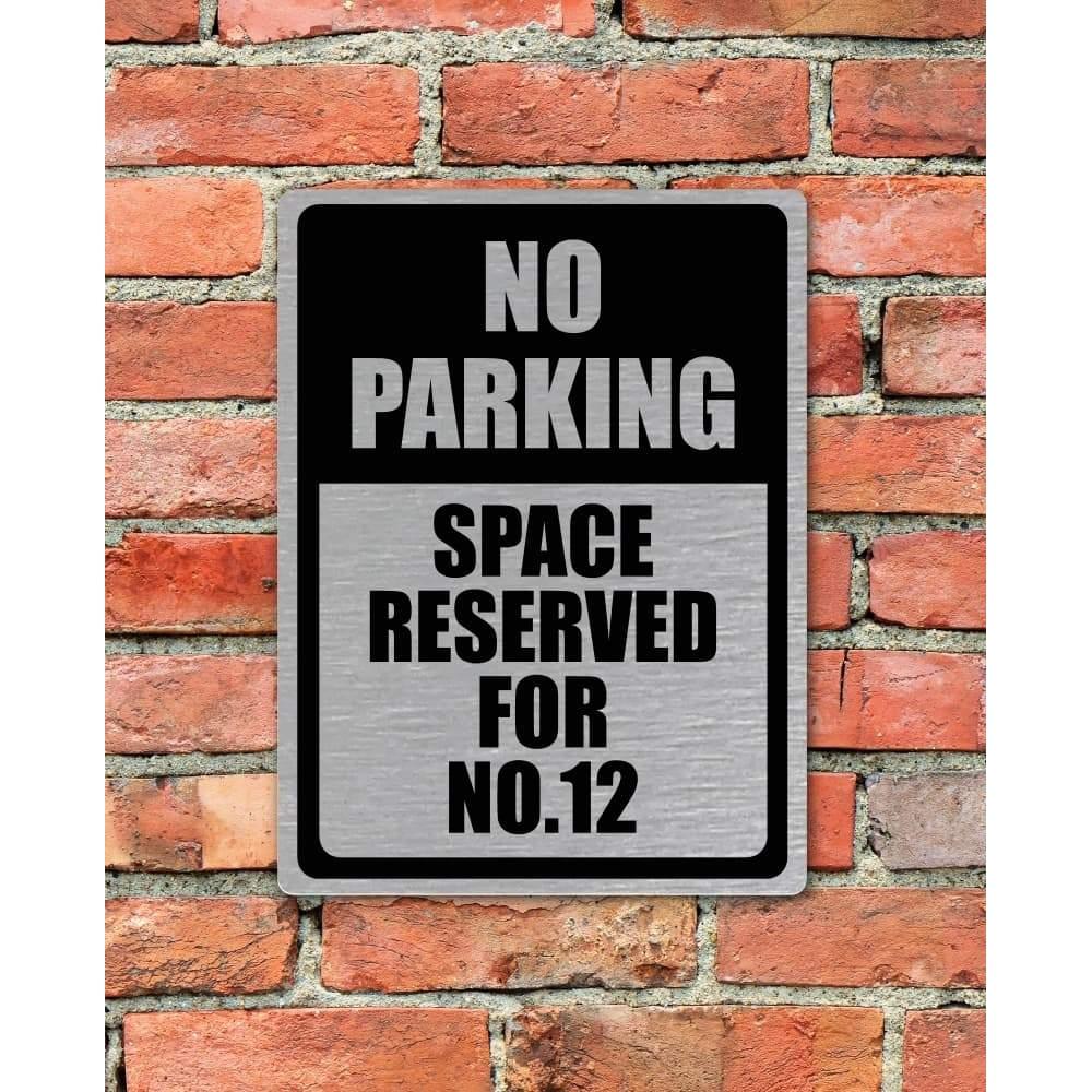 Custom Parking Sign | Black Header | Brushed Silver Version