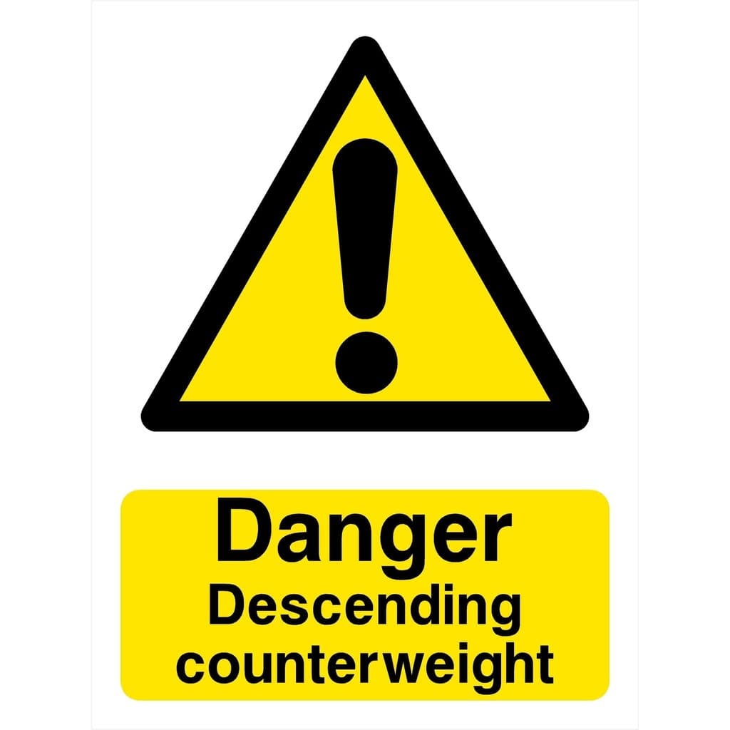 Danger Descending Counterweight Sign