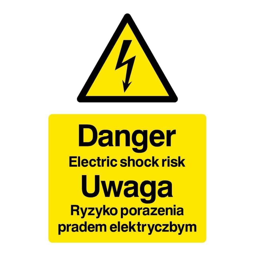 Danger Electric Shock Risk Sign (Polish)