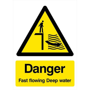 Danger Fast Flowing Deep Water Sign