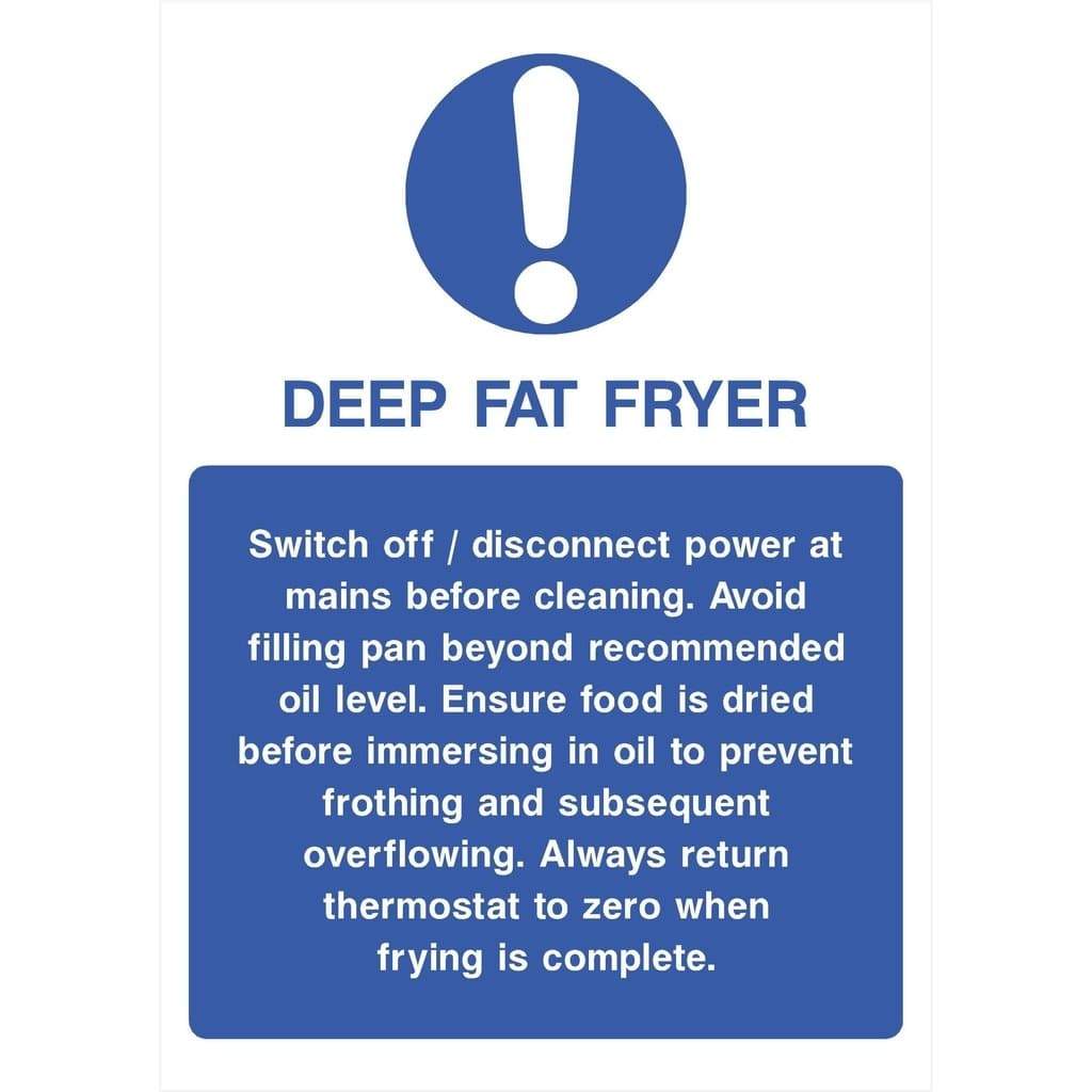 Deep Fat Fryer Instructions Sign