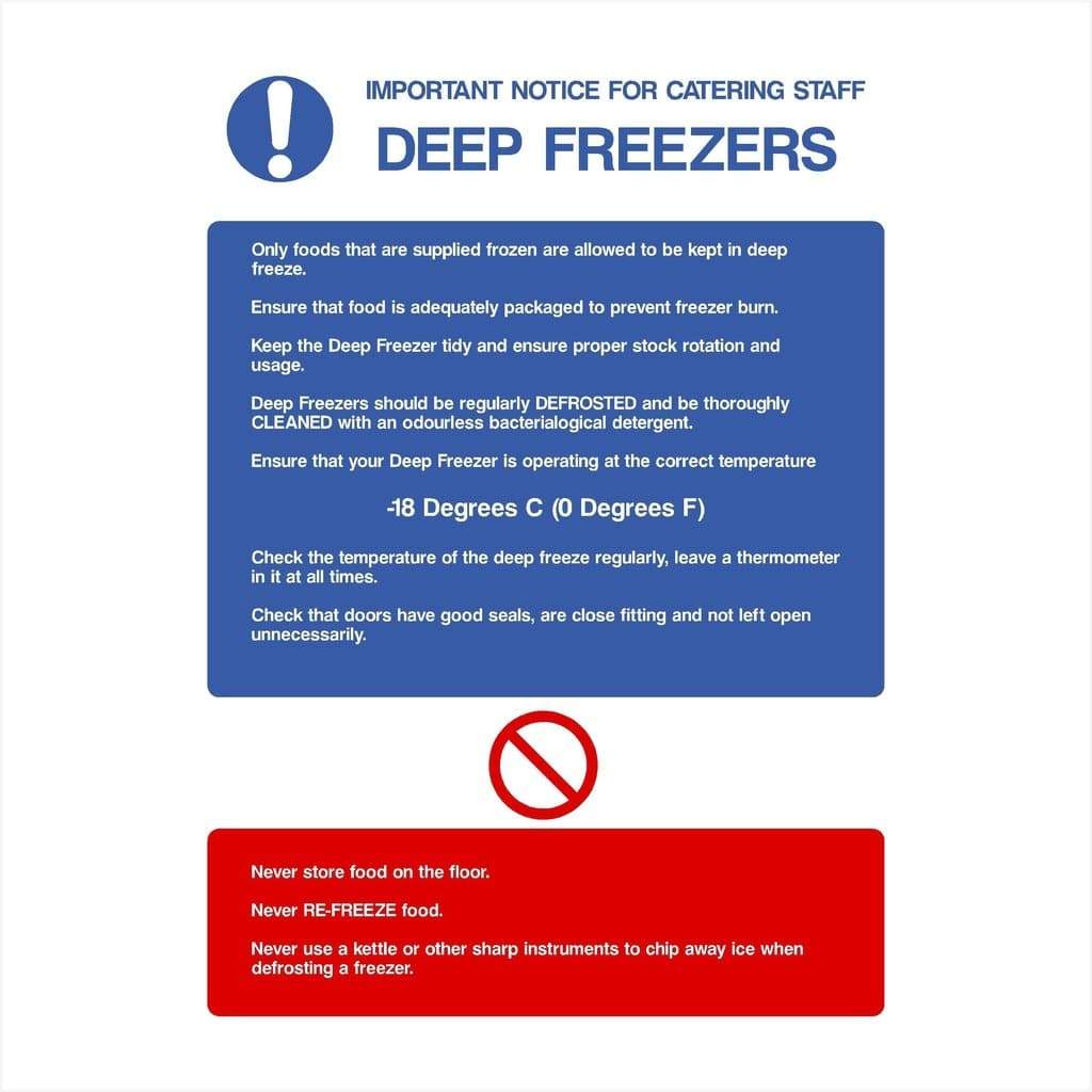 Deep Freezers Important Notice Sign