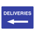 Deliveries Left Arrow Sign Blue