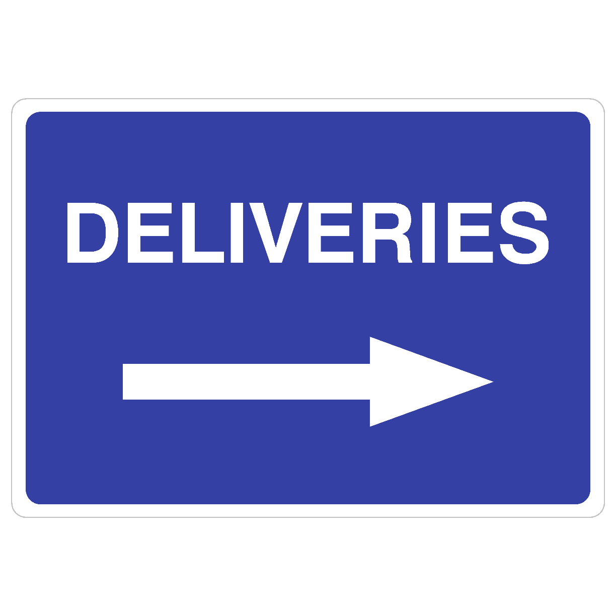 Deliveries RIGHT Arrow Sign Blue