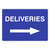 Deliveries RIGHT Arrow Sign Blue