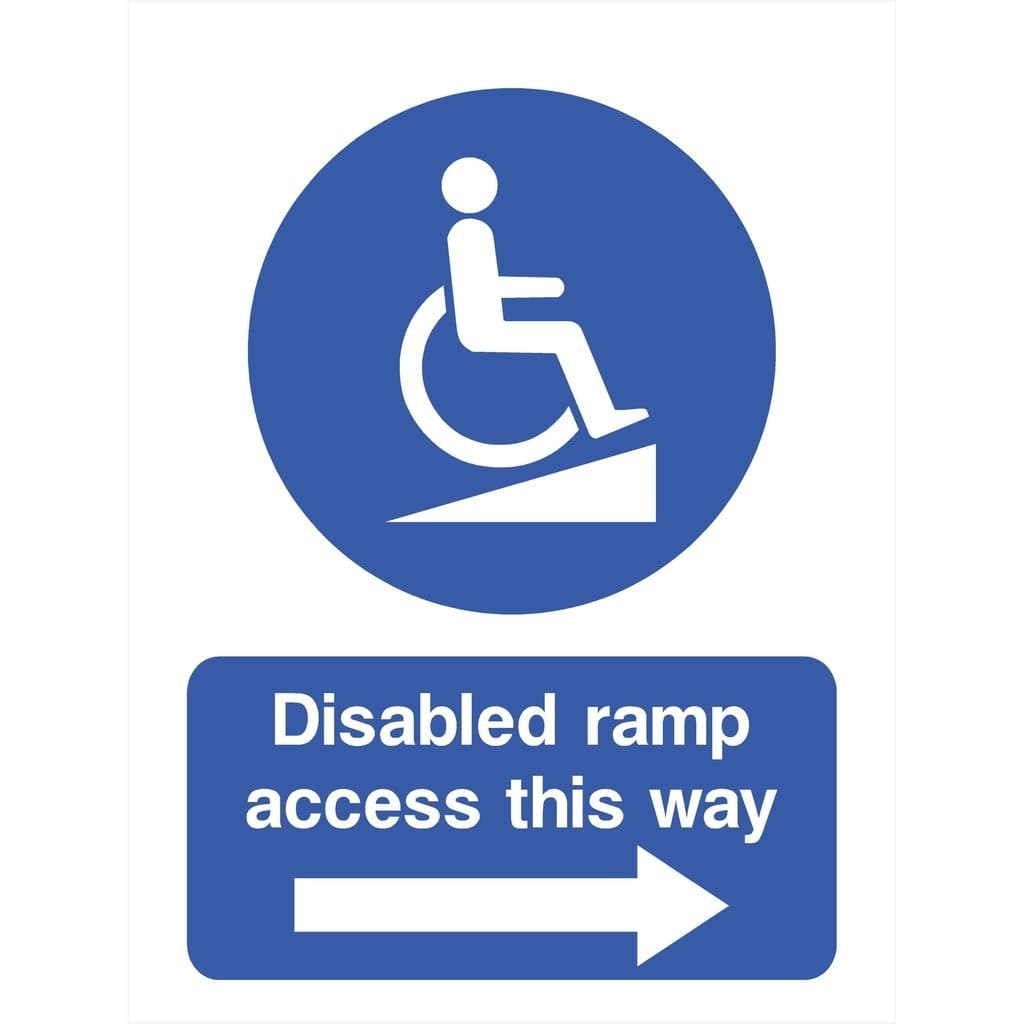 Disabled Ramp Access Sign Right Arrow