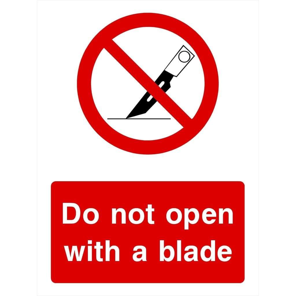 Do Not Open With A Blade Sign