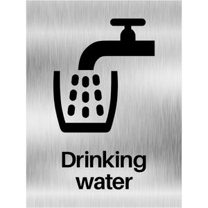 Drinking Water Sign Brushed Silver