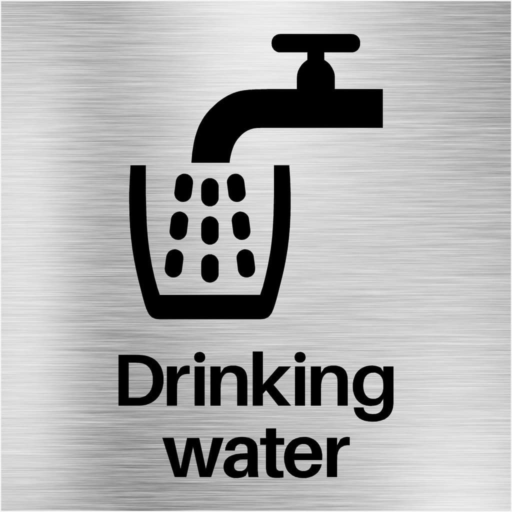 Drinking Water Sign in Brushed Silver