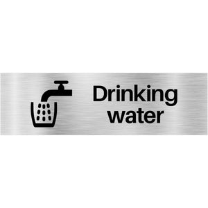 Drinking Water Sign in Brushed Silver