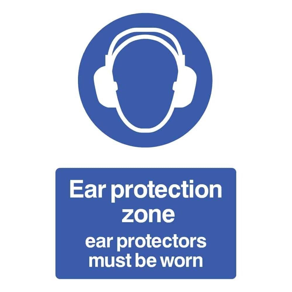 Ear Protection Zone Ear Protectors Must Be Worn Sign