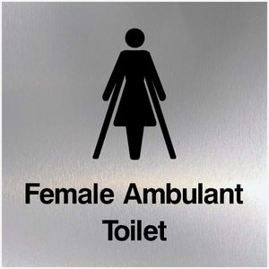 Female Ambulant Toilet Sign Brushed Silver