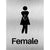 Female Toilet Comic Sign in Brushed Silver