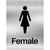 Female Toilet Sign in Brushed Silver