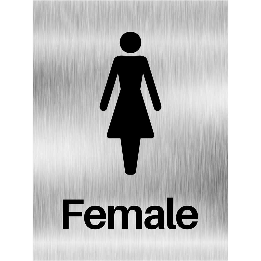 Female Toilet Sign in Brushed Silver