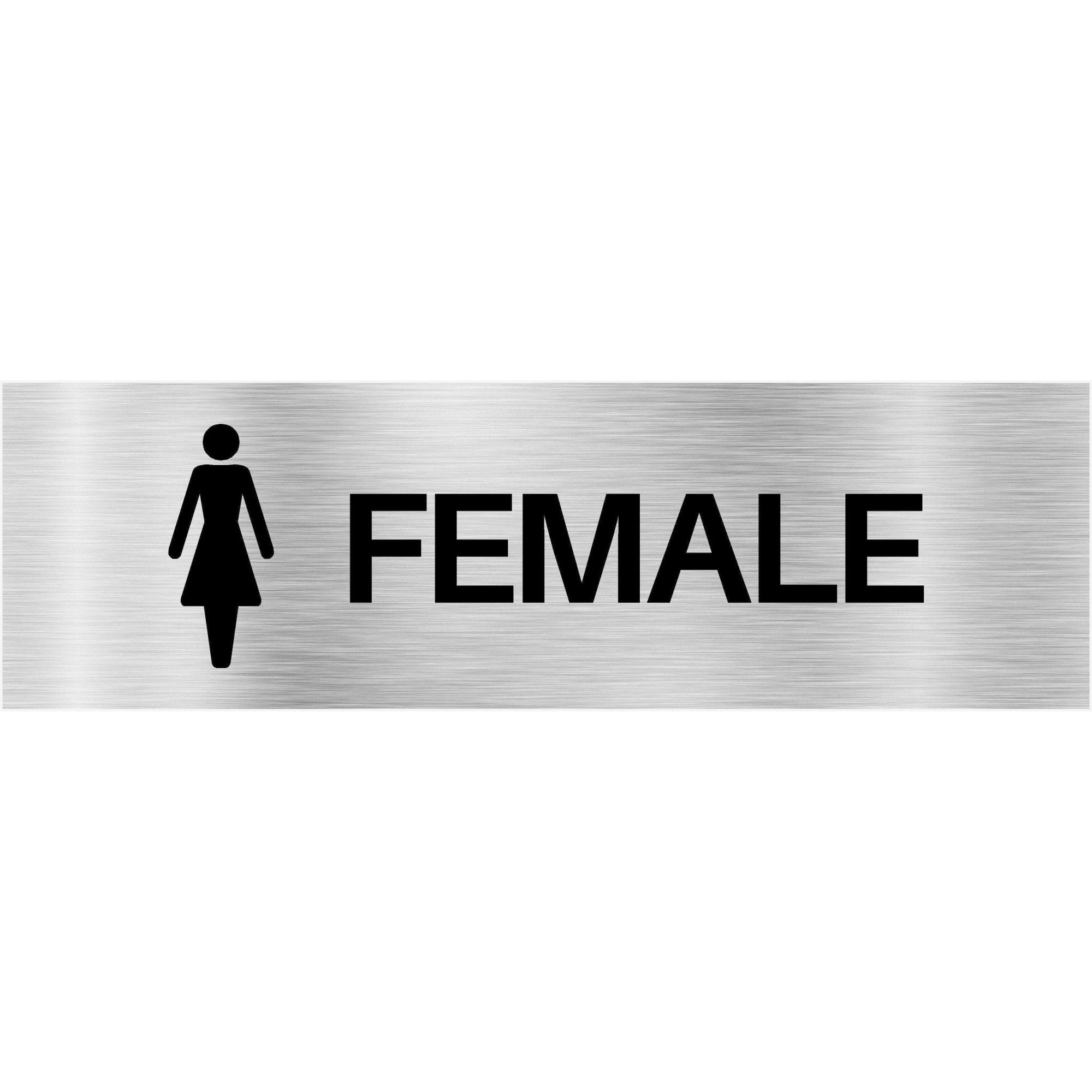 Female Toilet Sign in Brushed Silver Landscape