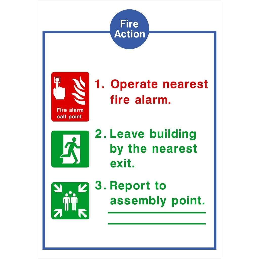 Fire Action 3 Point Basic Sign