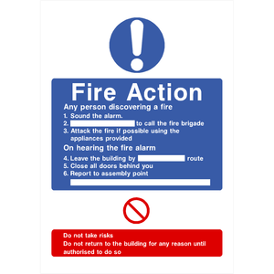 Fire Action 6 Point Sign