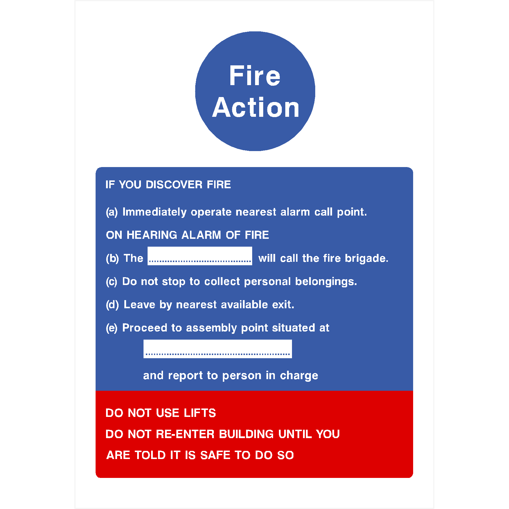 Fire Action 8 Point If You Discover Fire Sign