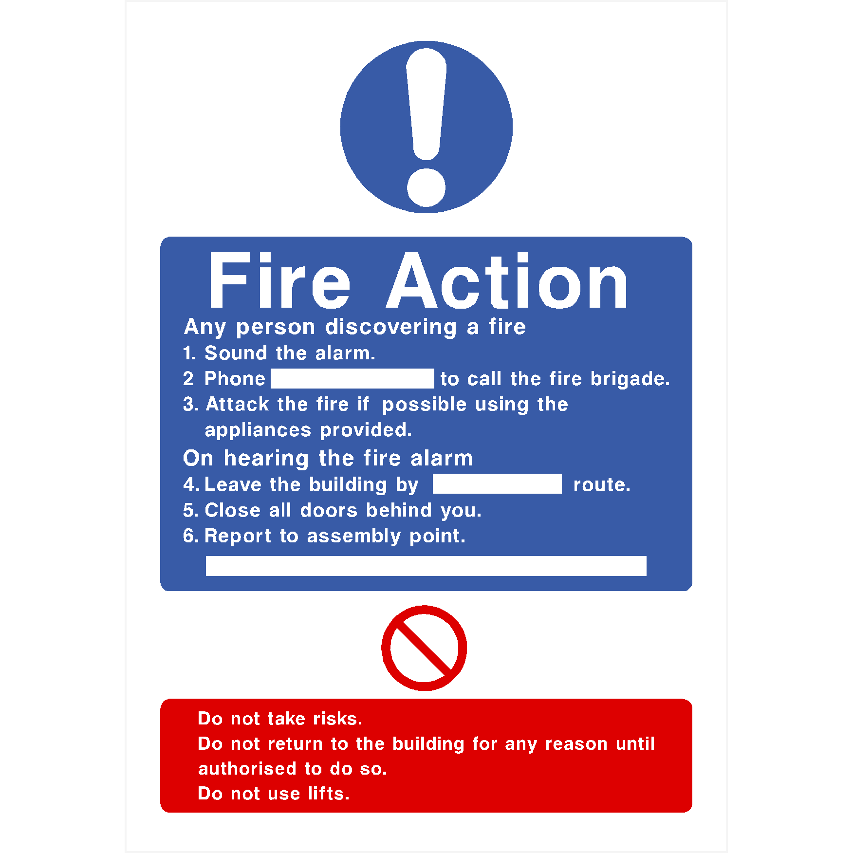 Fire Action Fire Sign