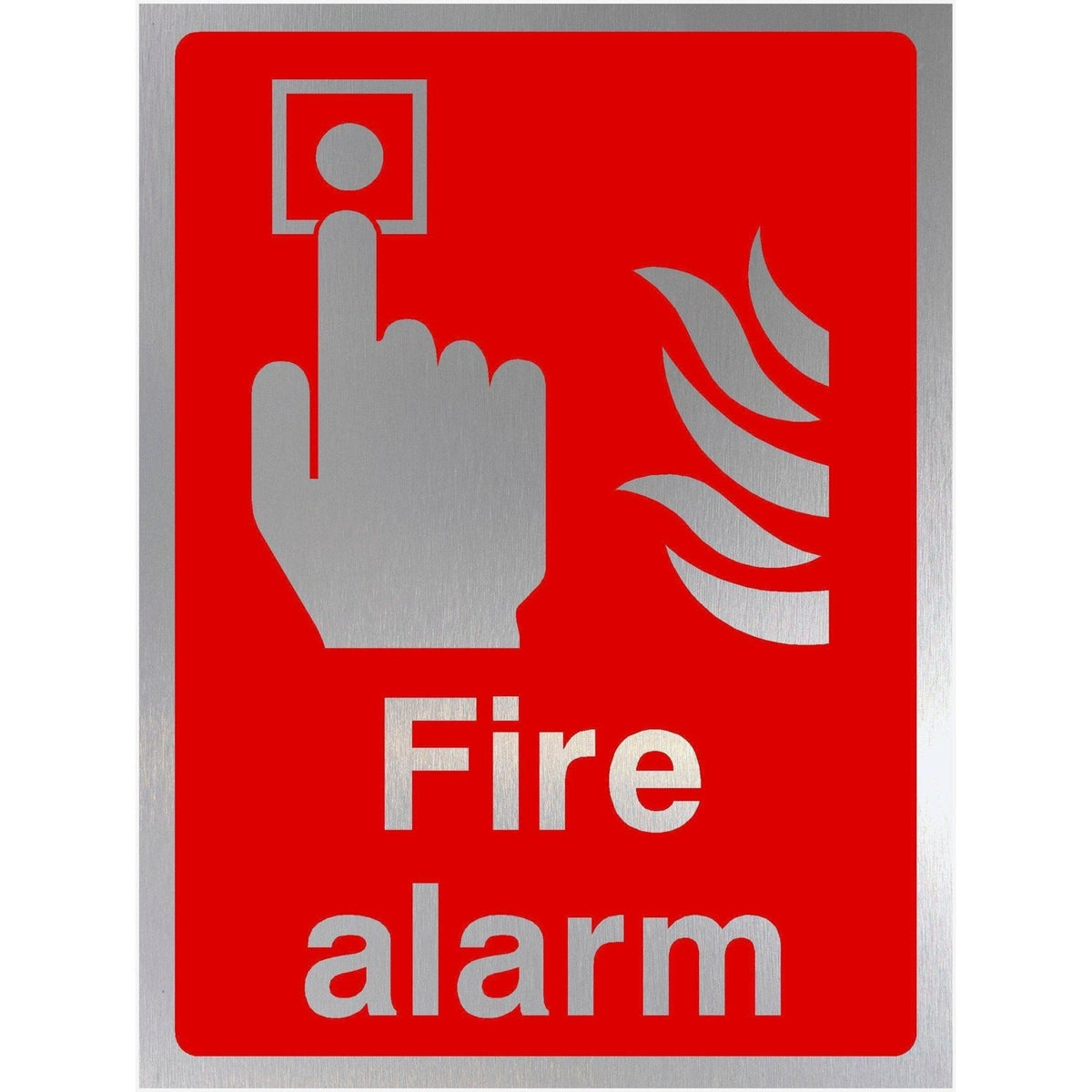 Fire Alarm Sign in Brushed Silver