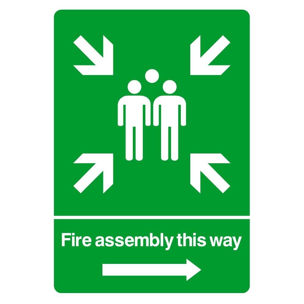 Fire Assembly Point With Right Arrow Sign