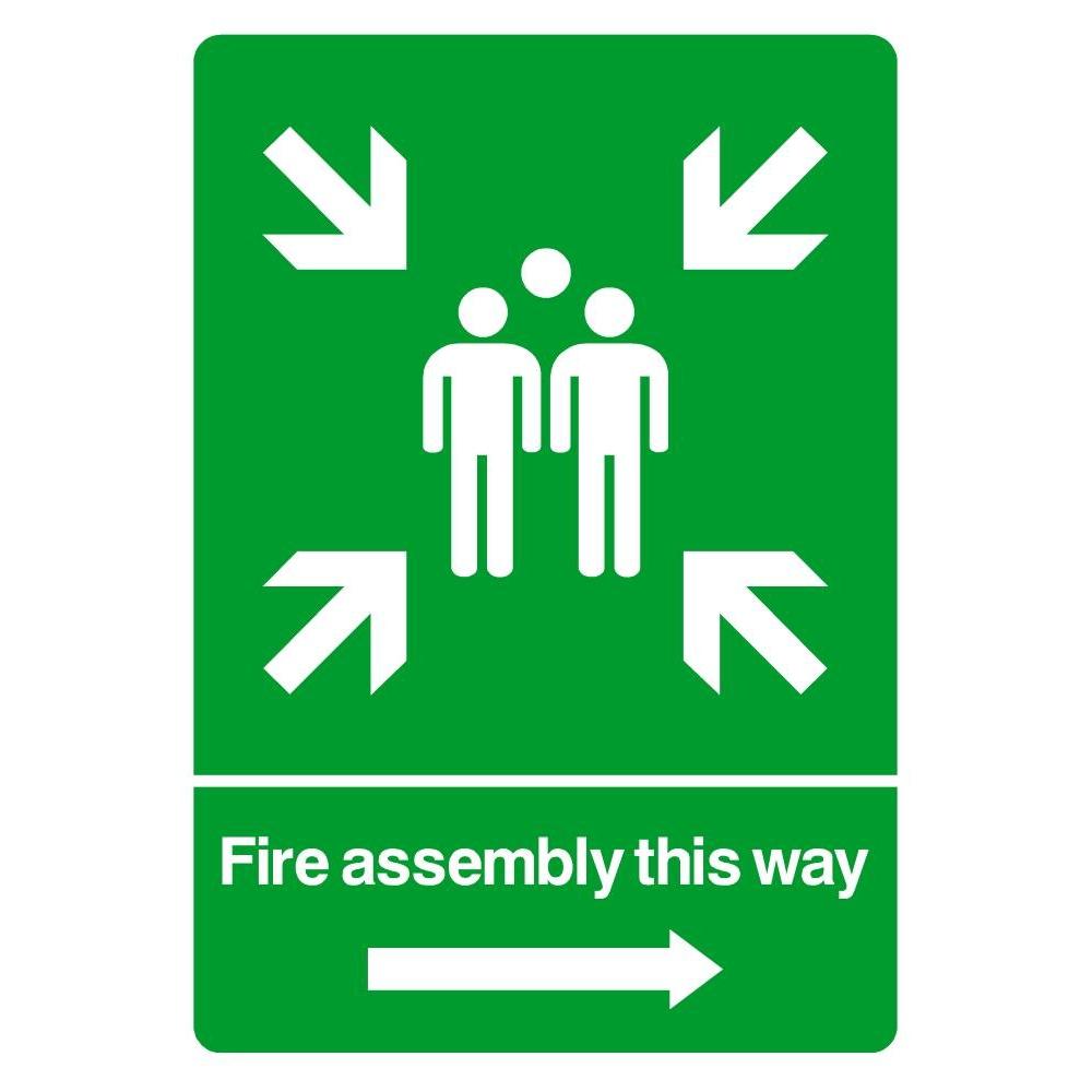 Fire Assembly Point With Right Arrow Sign