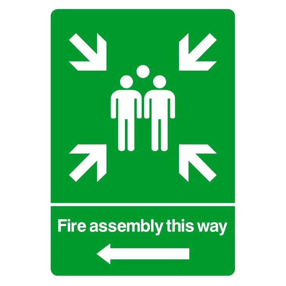 Fire Assembly This Way Left Arrow Sign