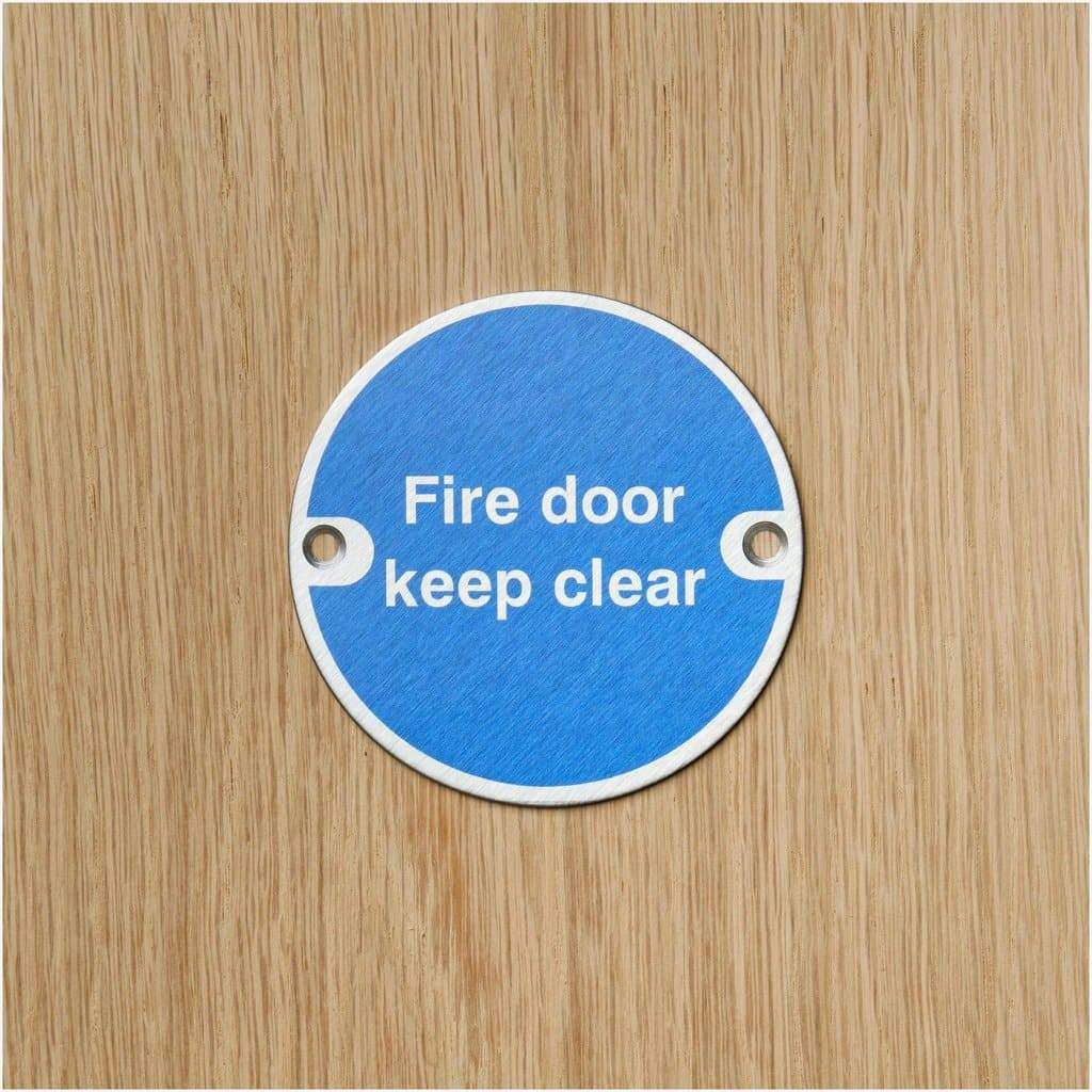 Fire Door Keep Clear Sign in Stainless Steel