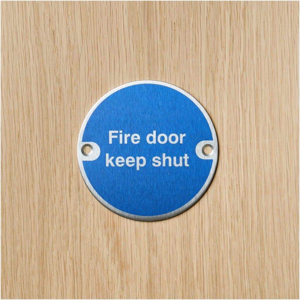 Fire Door Keep Shut Sign in Stainless Steel