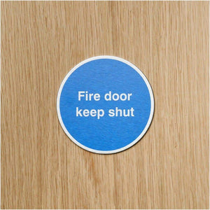 Fire Door Keep Shut Sign in Stainless Steel