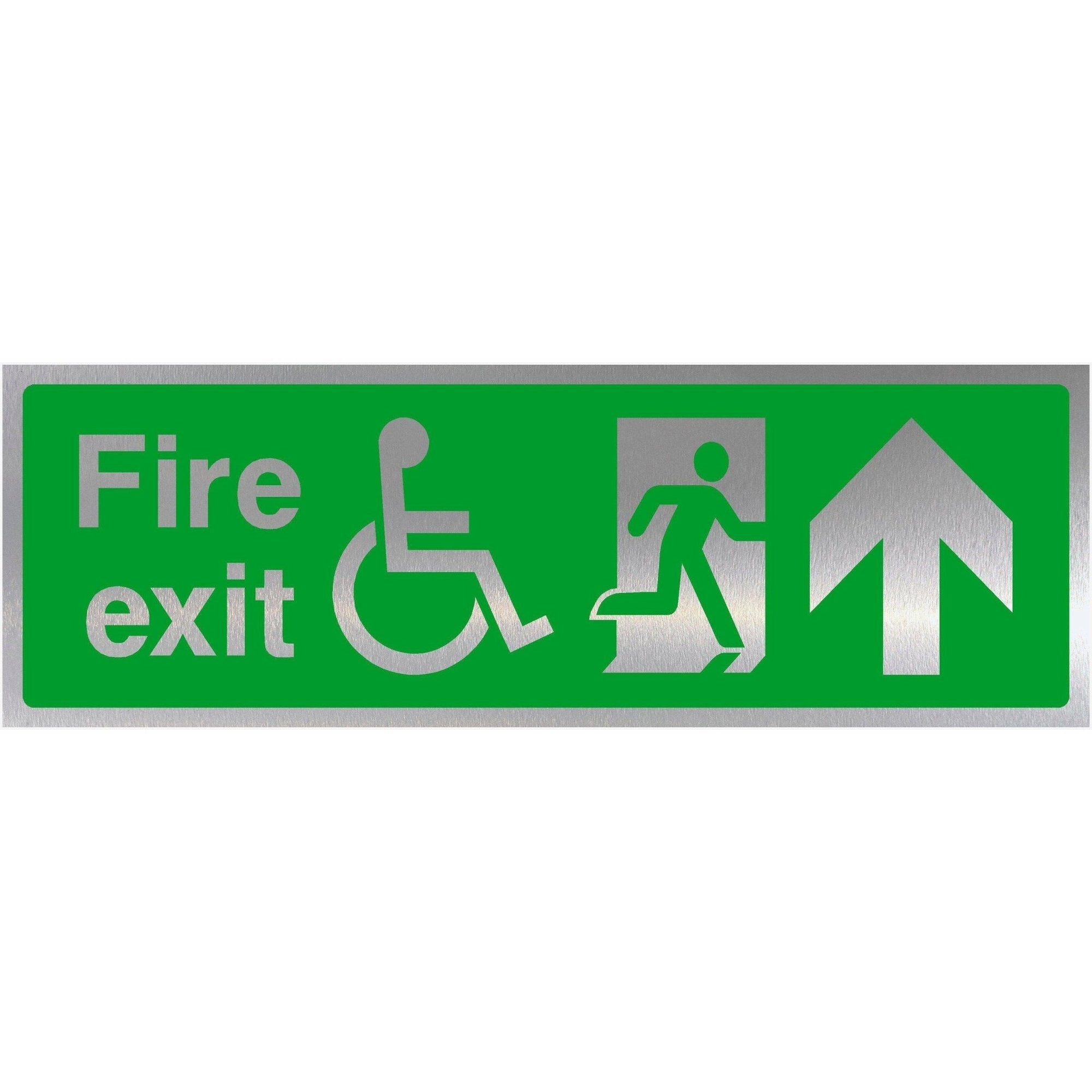 Fire Exit Disabled Up Arrow Brushed Silver Sign