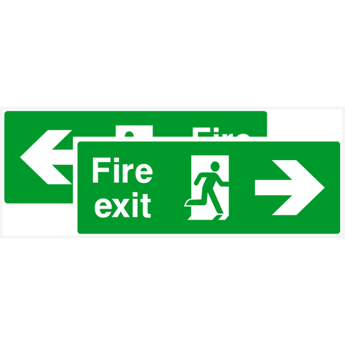 Fire Exit Double Sided Sign Left And Right Arrow