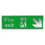 Fire Exit Down Right Arrow Brushed Silver Sign