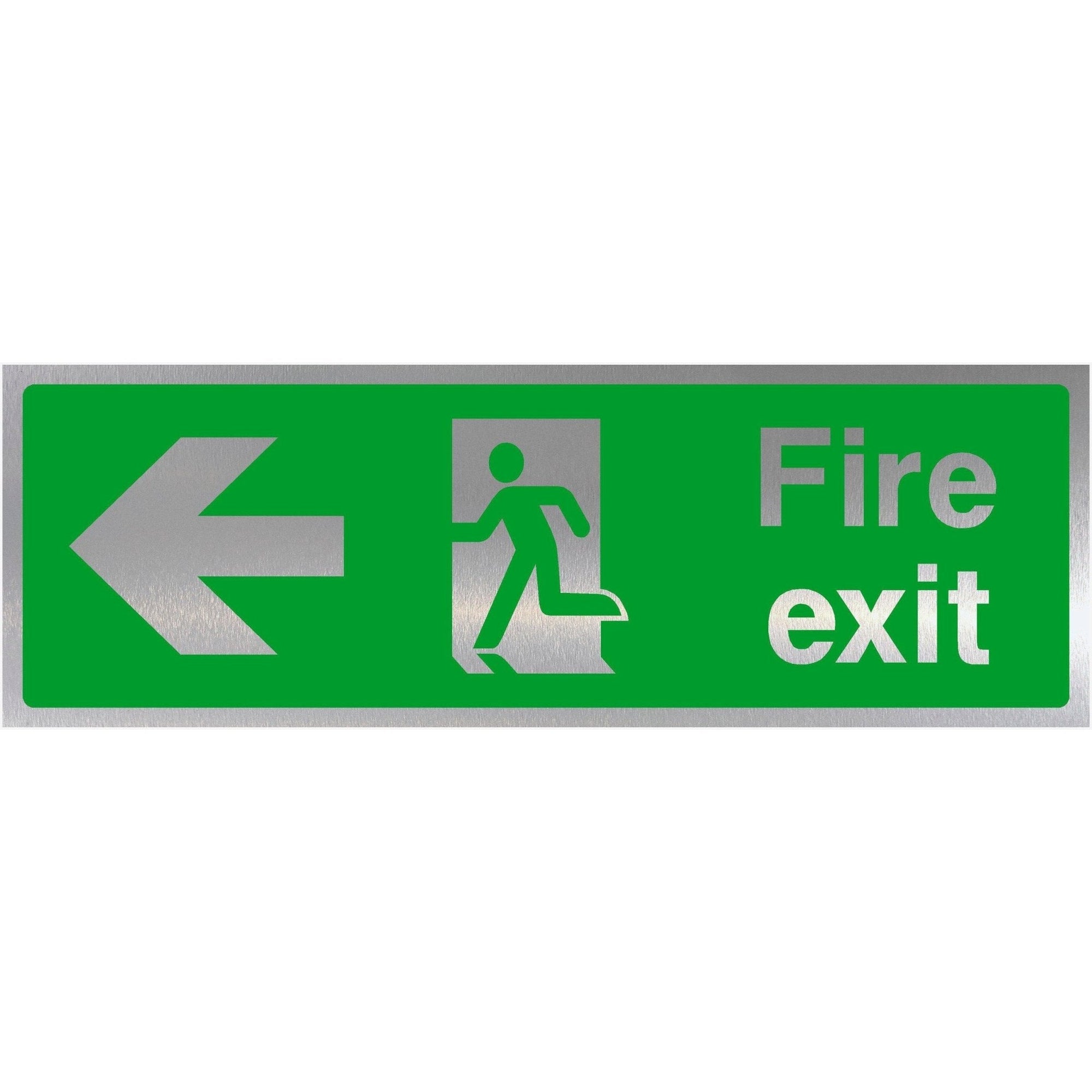 Fire Exit Left Arrow Brushed Silver Sign