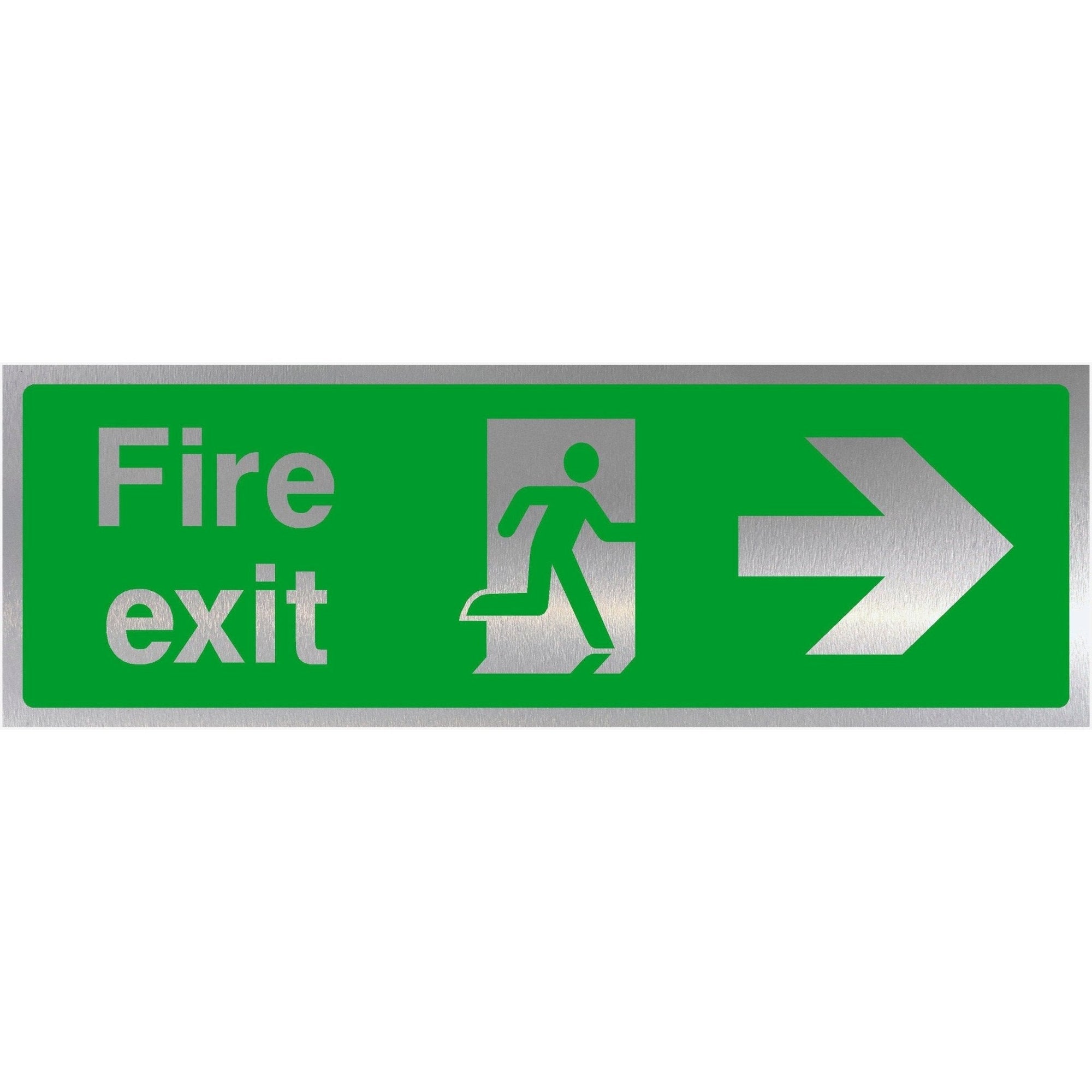 Fire Exit Right Arrow Brushed Silver Sign