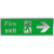 Fire Exit Right Arrow Brushed Silver Sign