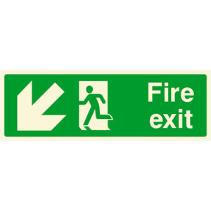 Fire Exit Sign Left Down Arrow