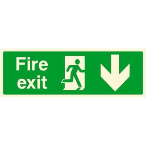 Fire Exit Sign With Down Arrow