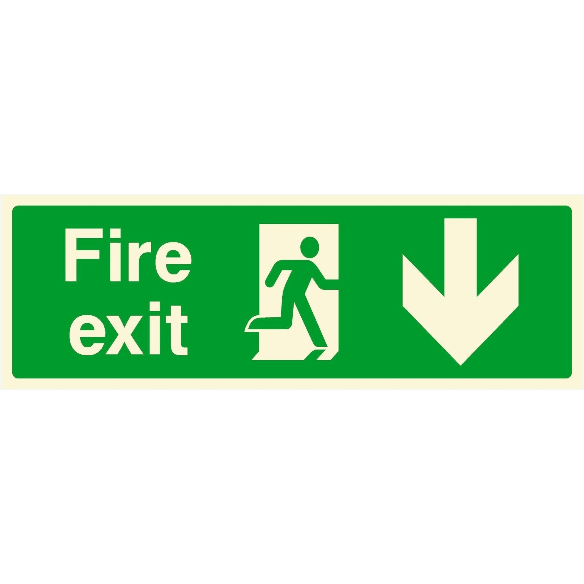 Fire Exit Sign With Down Arrow