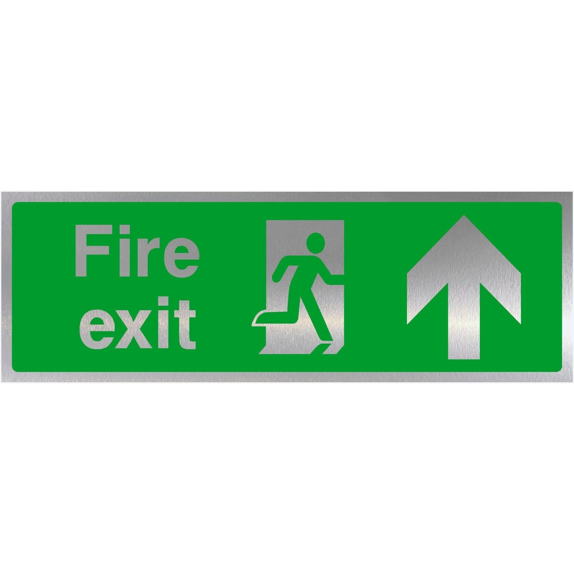 Fire Exit Up Arrow Brushed Silver Sign