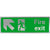 Fire Exit Up Left Arrow Brushed Silver Sign