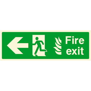 Fire Exit With Flames Sign Left Arrow